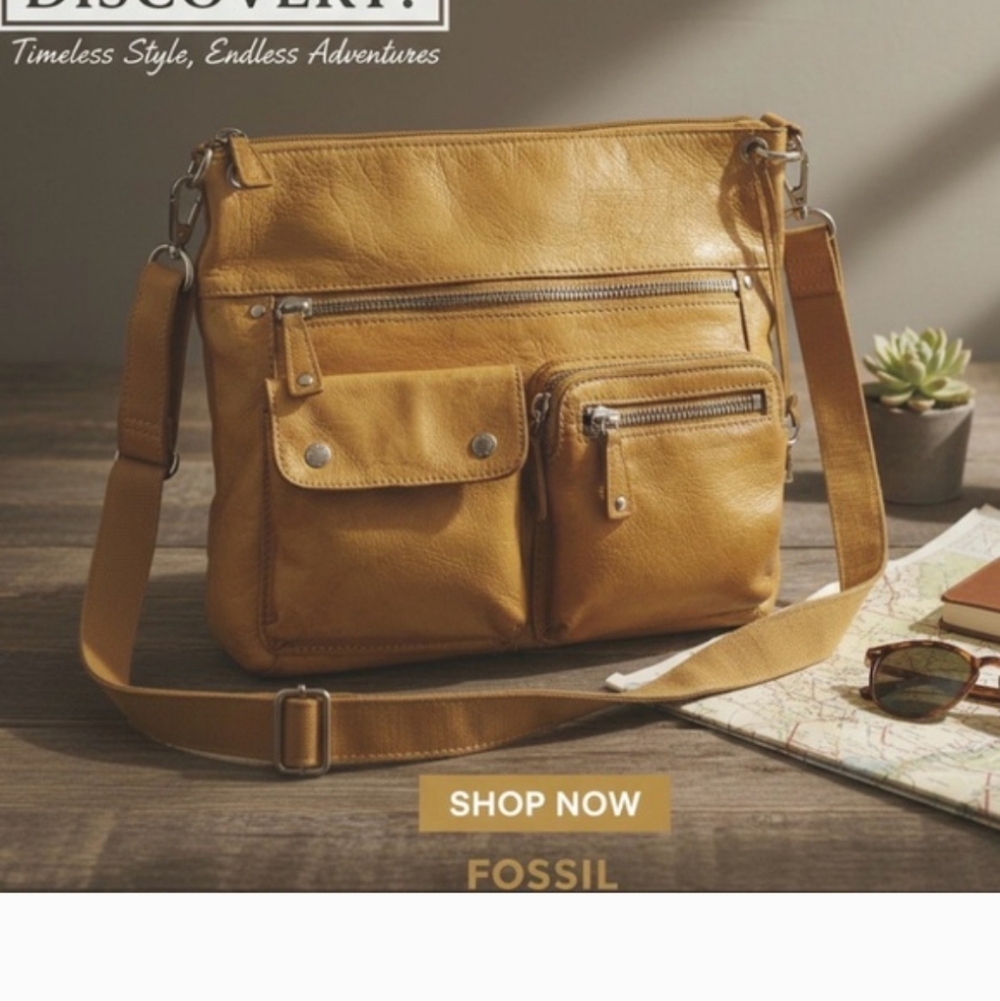 VTG Fossil Morgan Traveler Leather Crossbody Bag